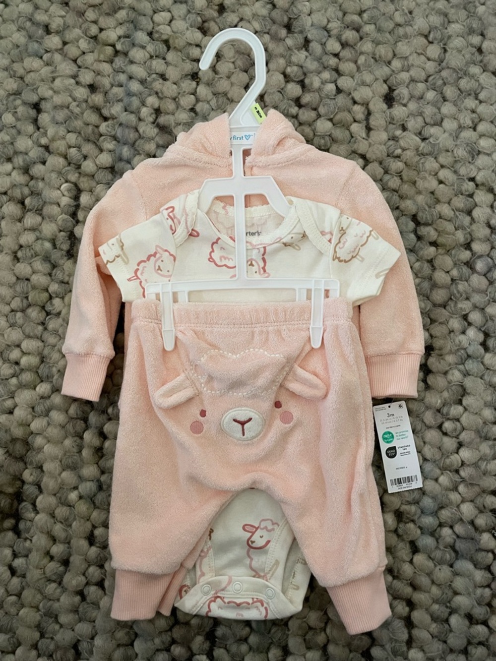 NWT Carter's Pink Plush Lamb 3-Piece Set